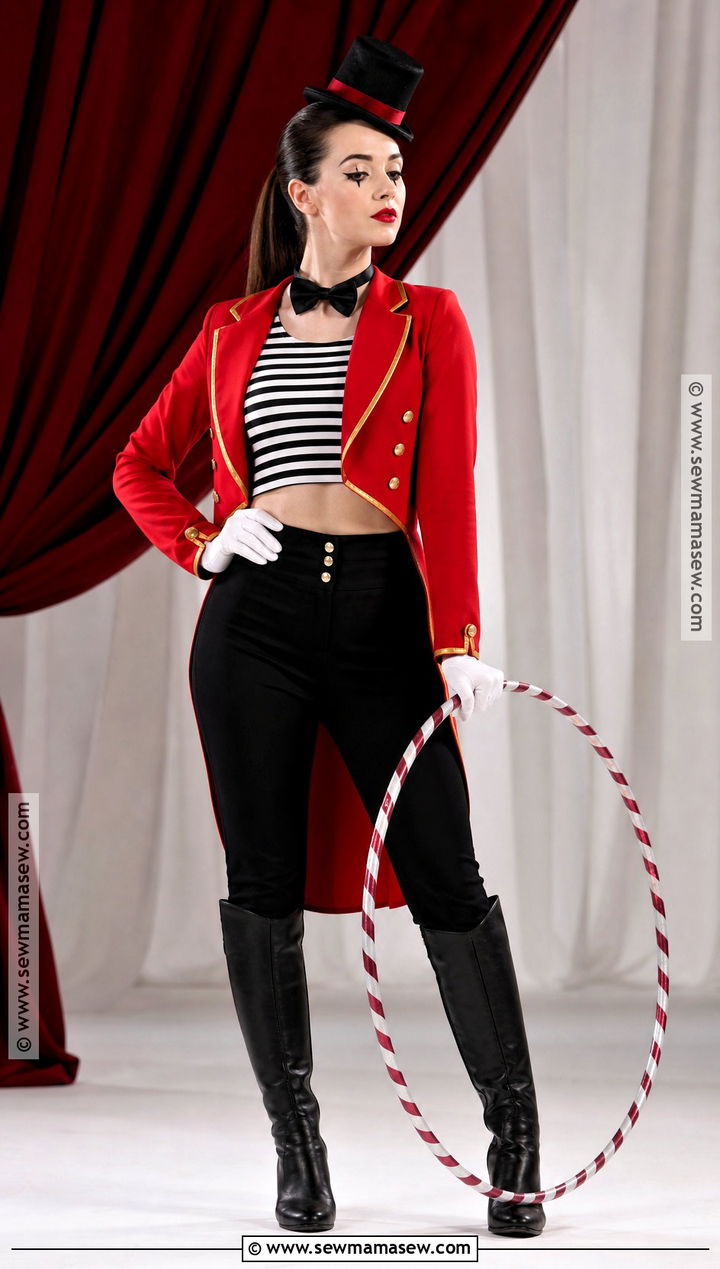 Ringmaster Mime Costume With Cropped Jacket - 30 Mime Costume Ideas for Women