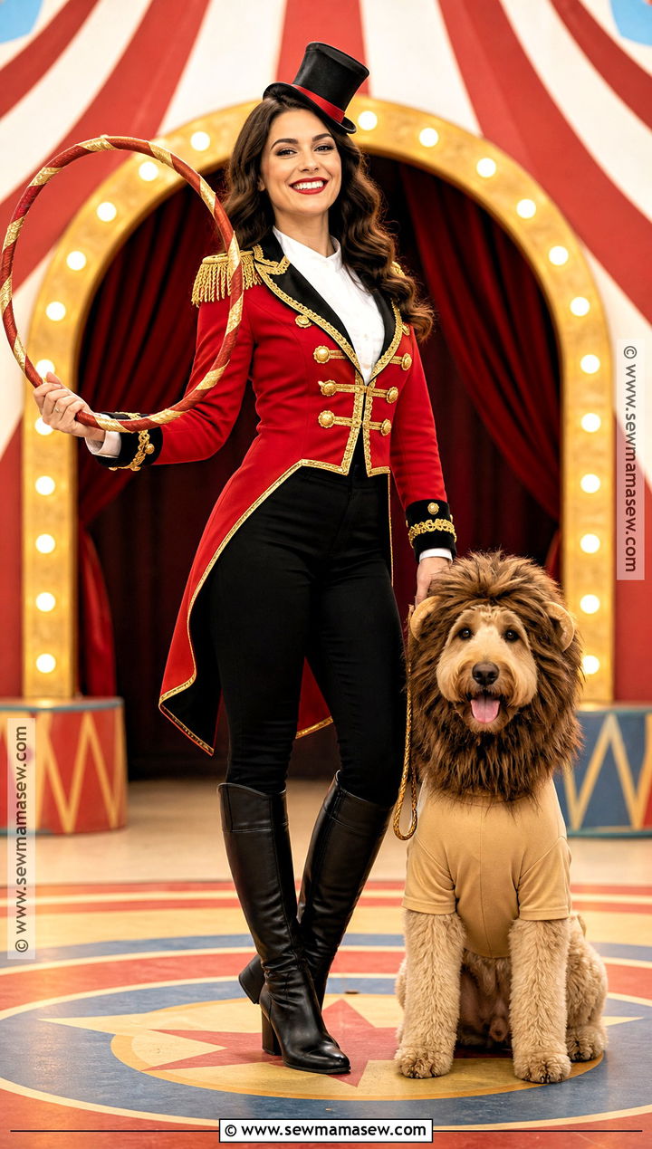 Ringmaster and Lion Dog and Owner Costume - 30 dog and owner costumes