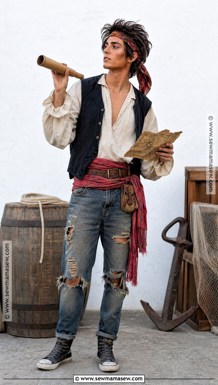Ripped Jeans Pirate Costume - 30 last minute pirate costume ideas