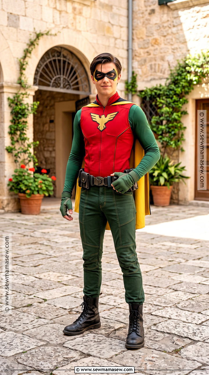 Robin Costume With Red Vest And Green Leggings - 30 superhero costume ideas
