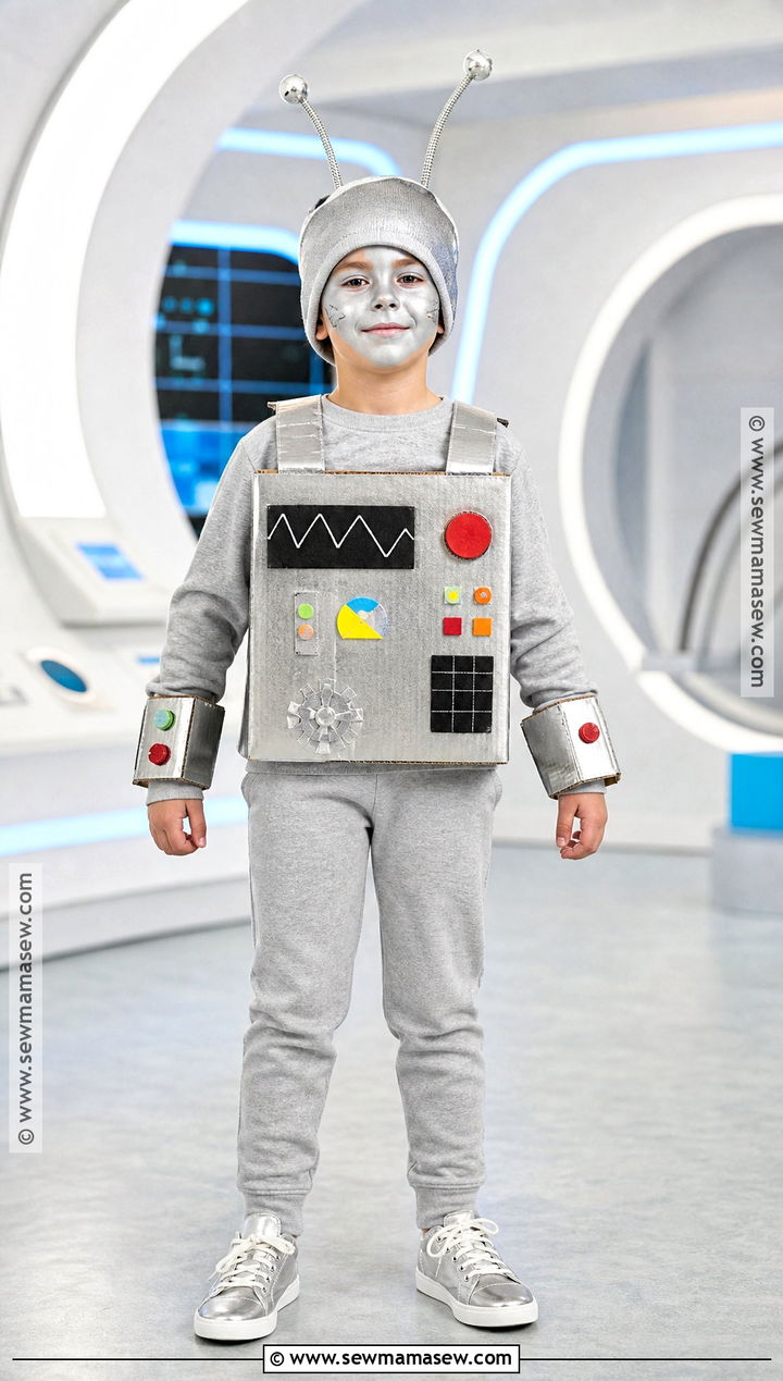 Robot Costume With Cardboard Control Panel - 30 costumes for kids