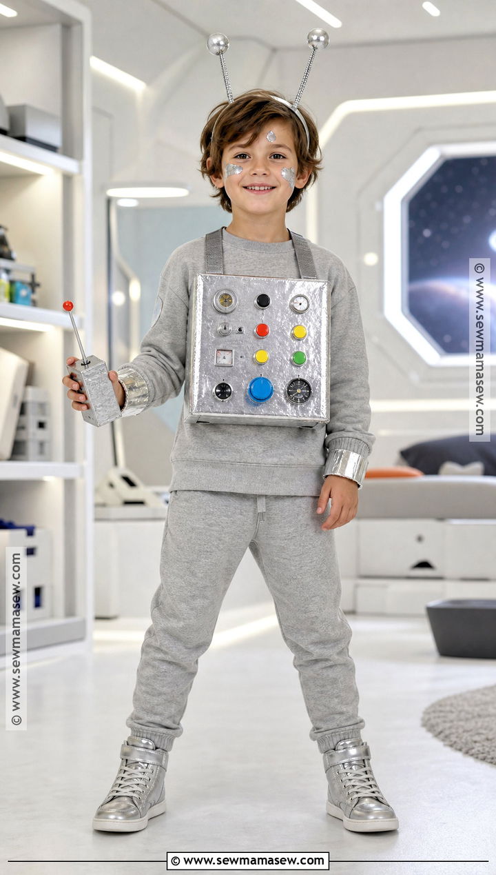 Robot Costume With Cardboard Control Panel - 30 best fancy dress costumes for kids