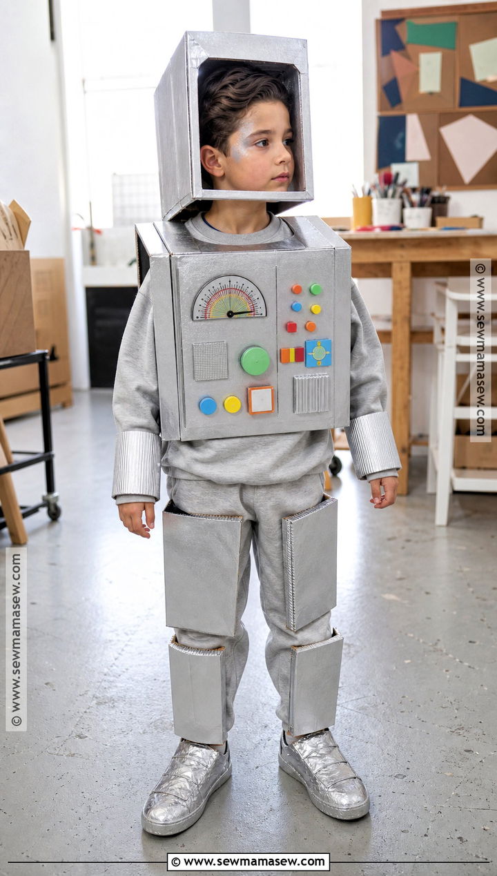 Robot Costume With Cardboard Panels - 30 boys costume ideas