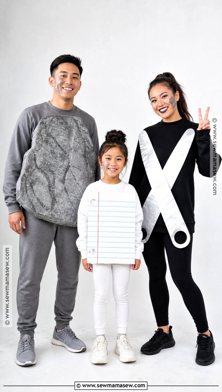 Rock Paper Scissors Family Costume - 30 easy family costumes for 3