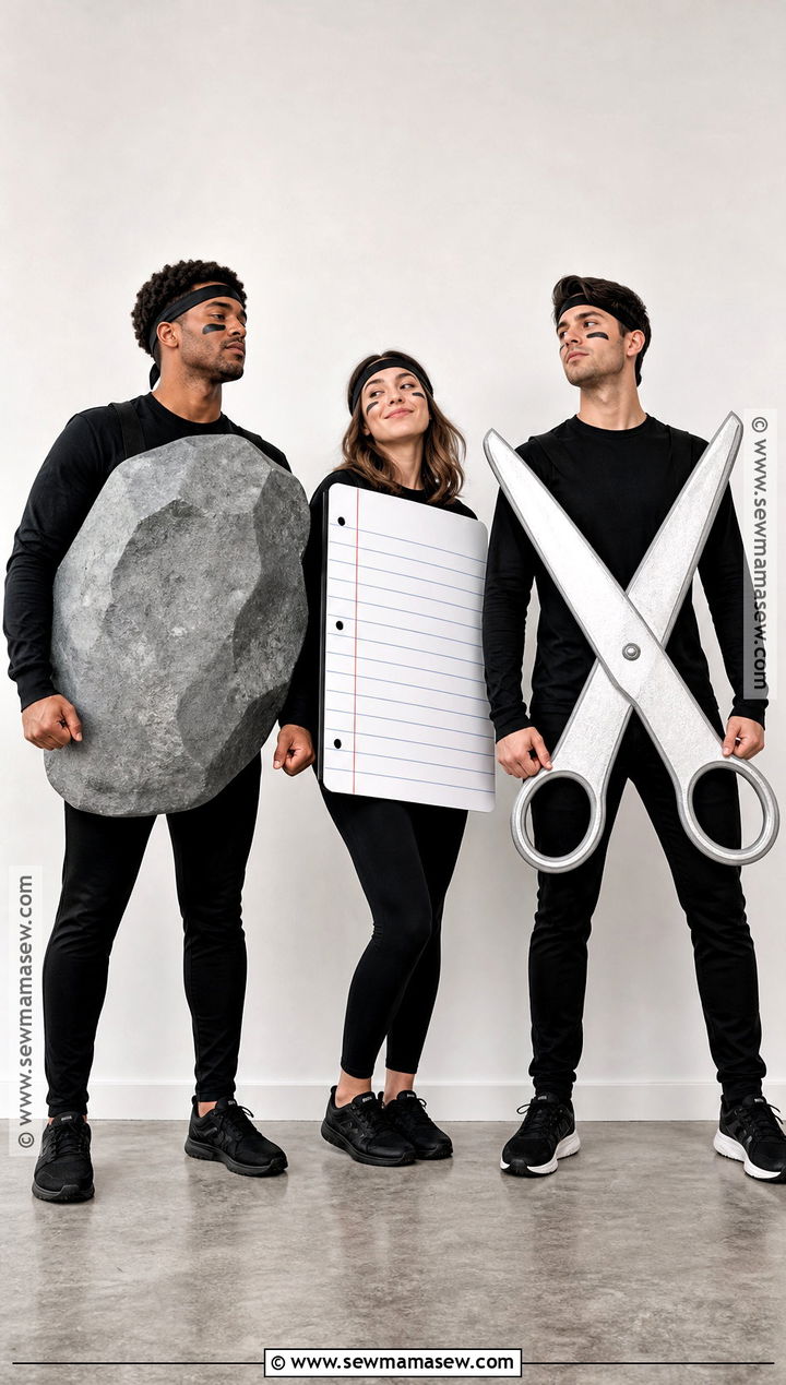 Rock Paper Scissors Trio Costume - 40 3 people halloween costumes