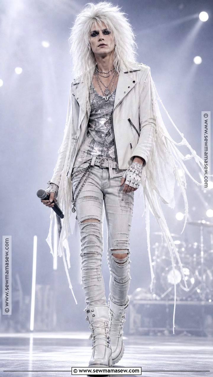 Rock Star Ghost Outfit With White Jacket - 35 Ghost Outfit Ideas