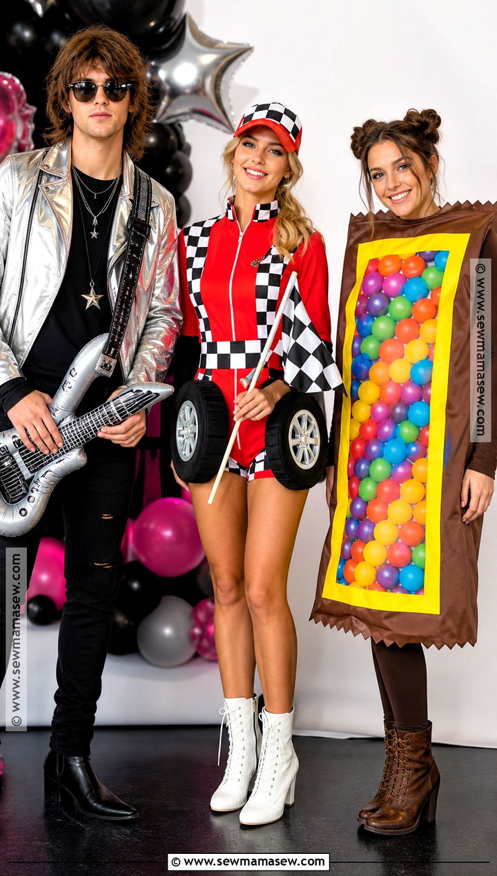 Rock Star Race Car And Candy Bar Costume - 35 rhyme without reason costume 3 people ideas