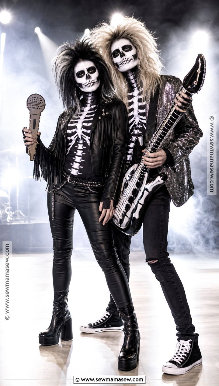 Rock Star Skeleton Couple Costume - 30 Skeleton Couple Costume Ideas