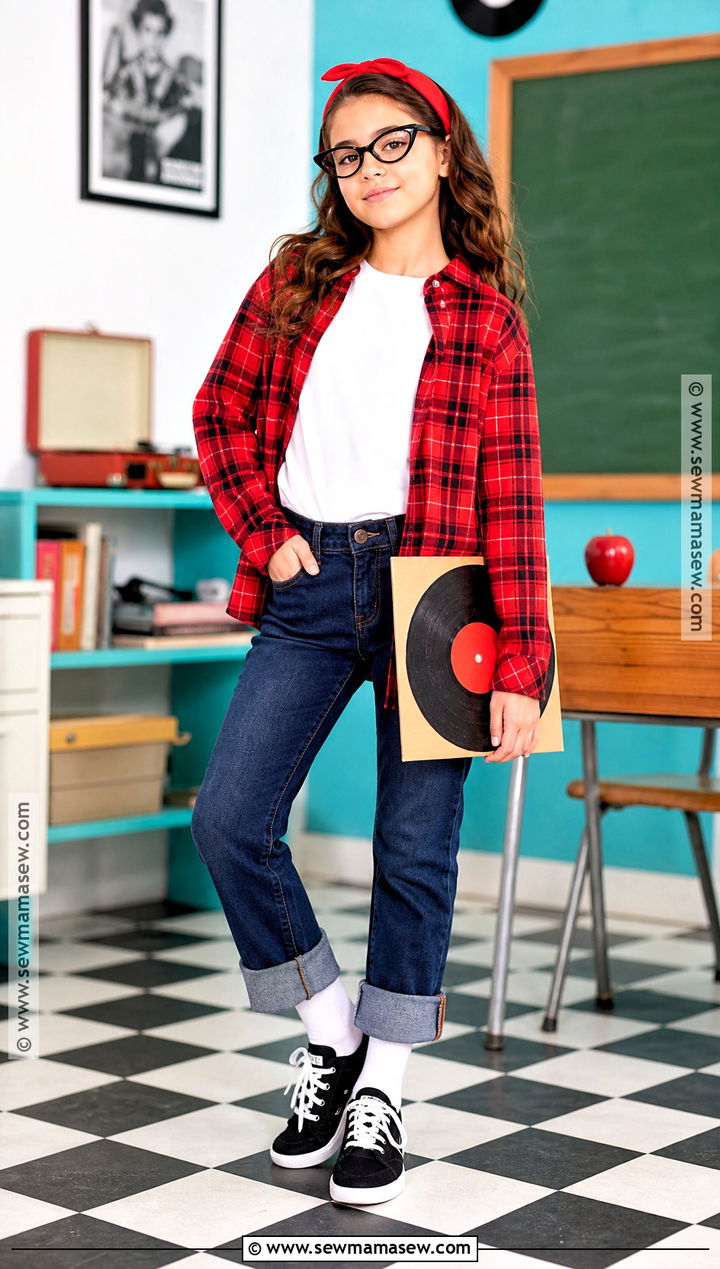 Rockabilly Plaid 50th Day of School Outfit - 30 50th day of school dress up ideas