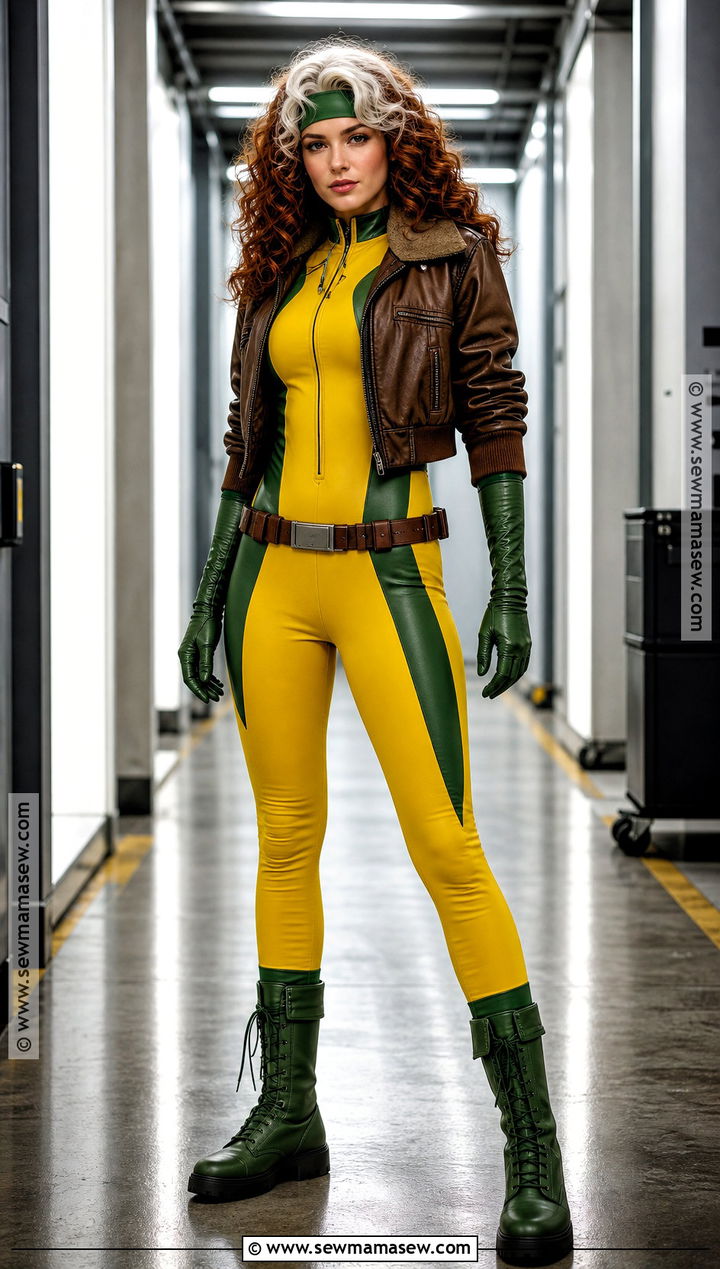 Rogue Costume With Green Jacket And Yellow Suit - 30 Superwomen Costume Ideas