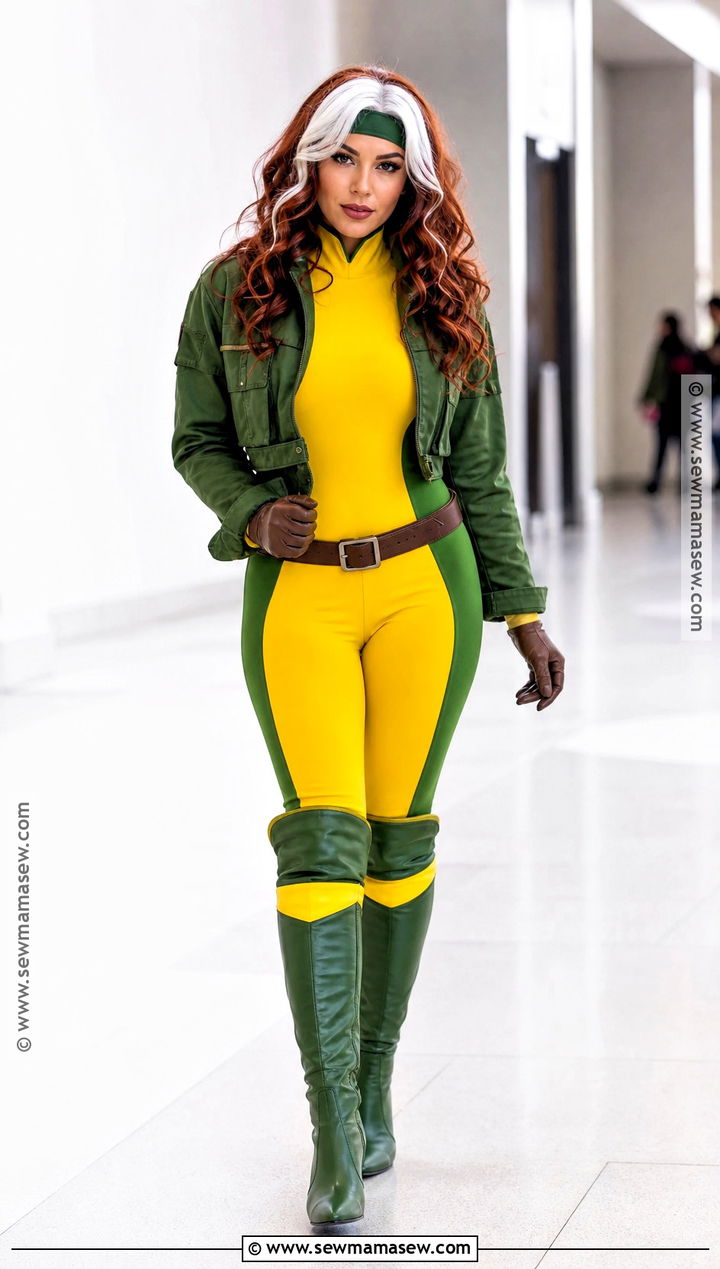 Rogue Costume With Green Jacket And Yellow Suit - 30 Female Superhero Costumes
