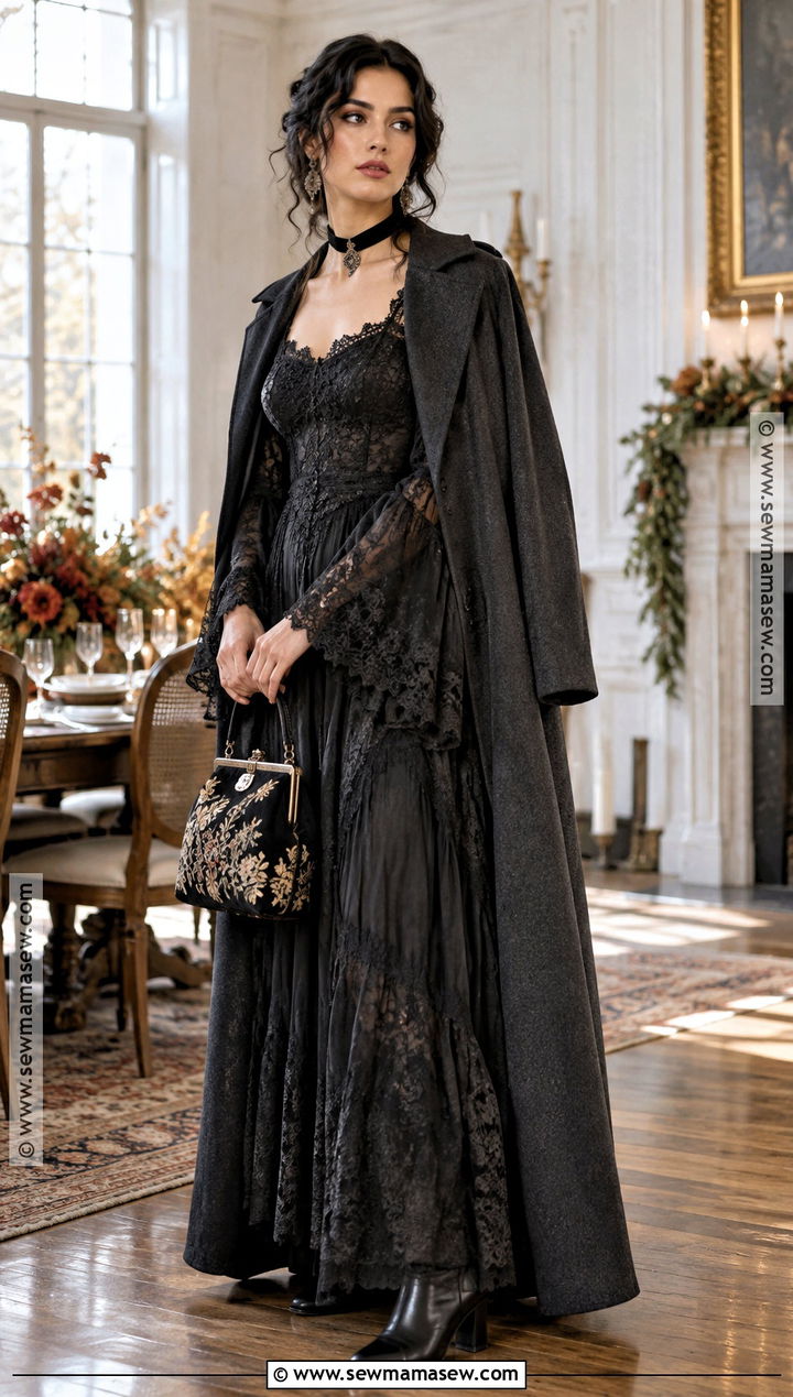 Romantic Goth Maxi Dress Thanksgiving Outfit - 15 thanksgiving outfit goth ideas