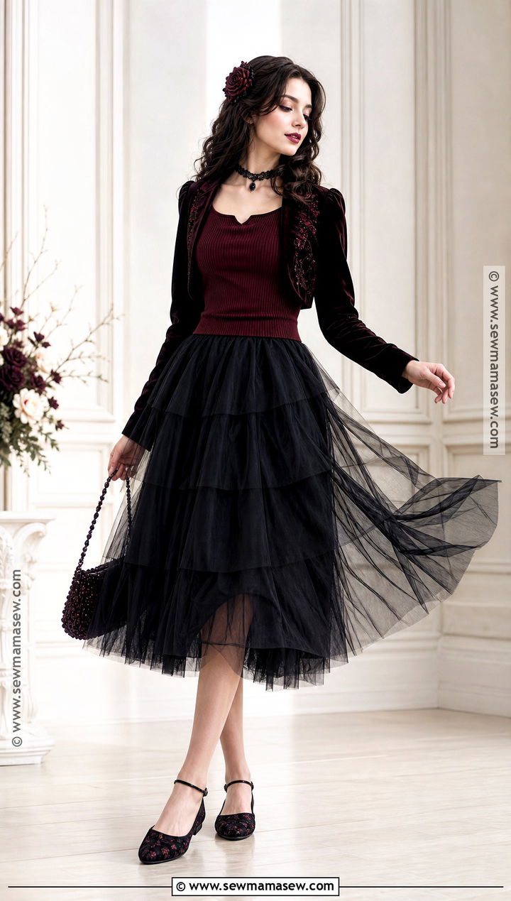 Romantic Vampire Outfit With Tulle Skirt - 30 female vampire outfit ideas