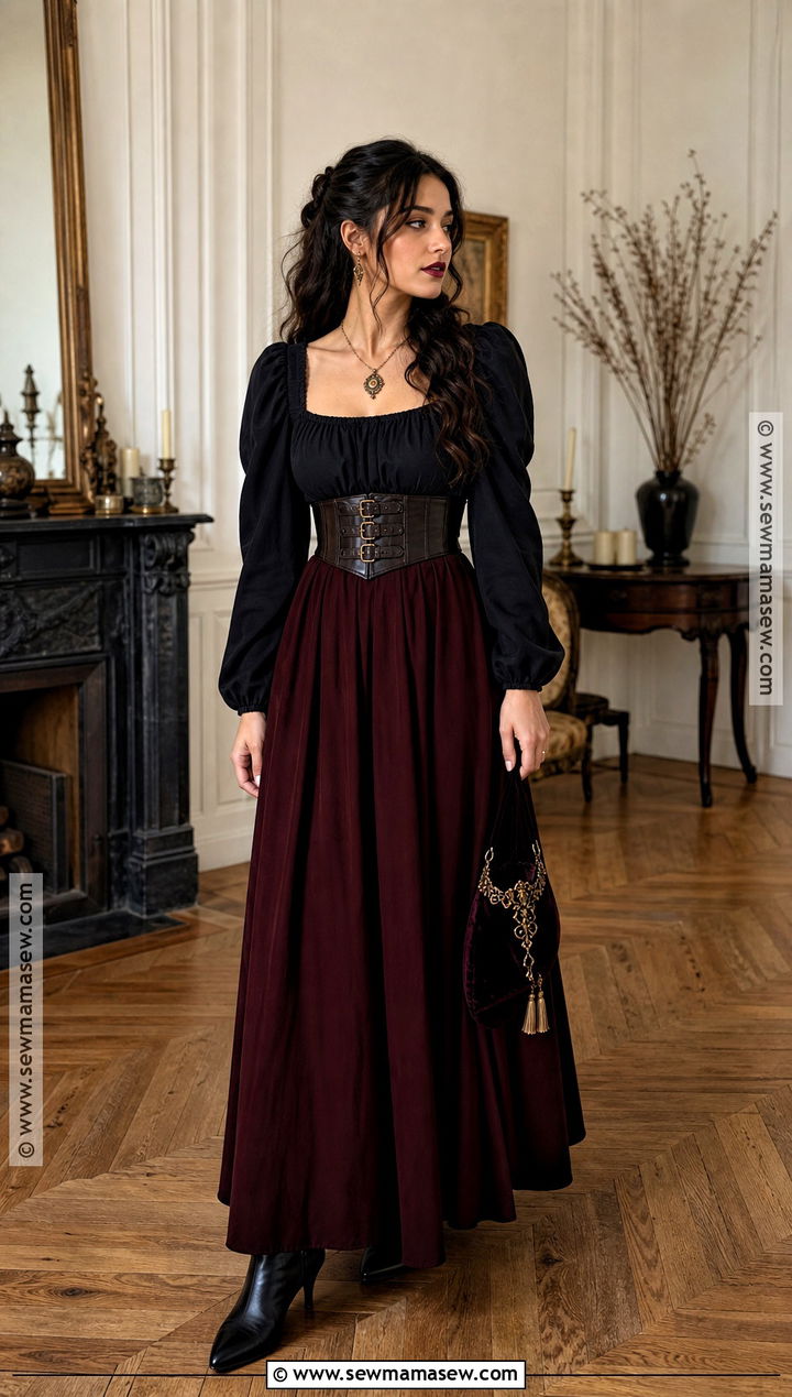 Romantic Witch Outfit With Puff Sleeves - 50 witch outfit ideas