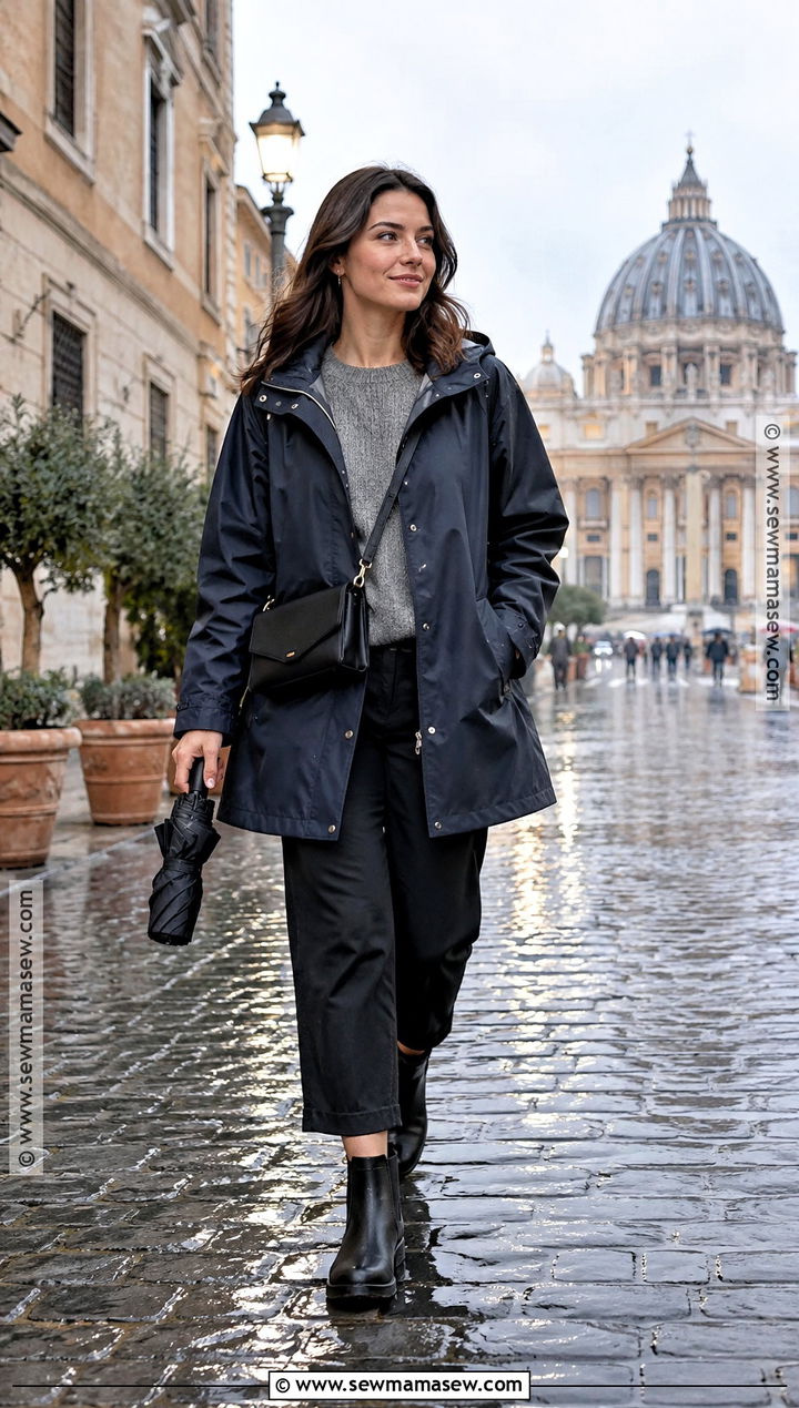 Rome Fall Outfit With Raincoat And Cropped Pants - 20 Rome Italy Outfits Fall