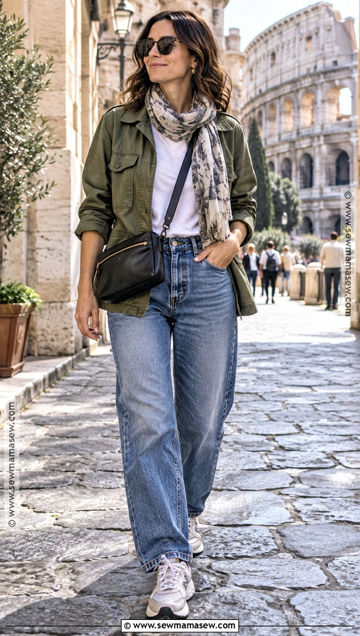 Rome Fall Utility Jacket And Relaxed Jeans Outfit - 25 rome outfits fall