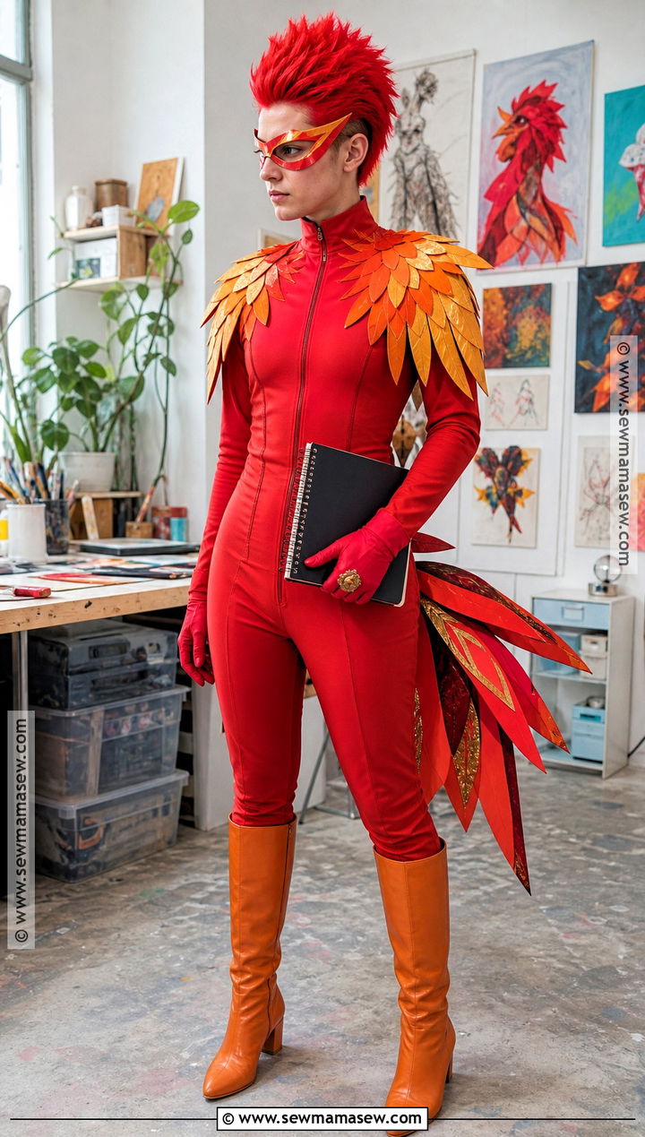 Rooster Bold Cosplay With Red Orange Suit - 30 Miraculous Cosplay Ideas