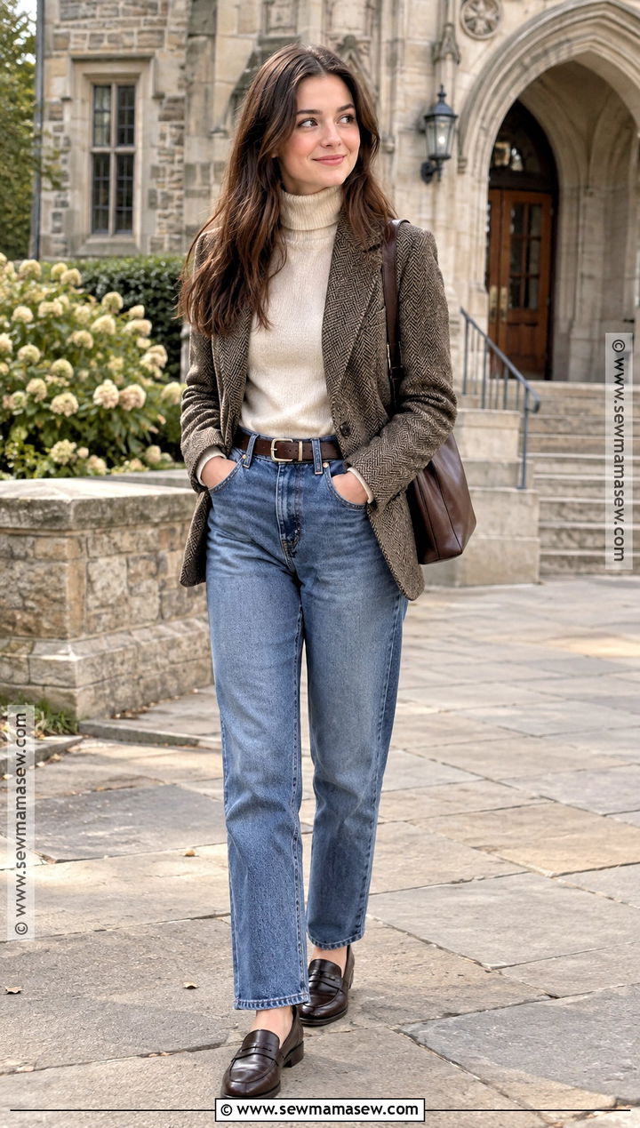 Rory Gilmore Brown Blazer And Jeans Outfit - 20 fall outfits aesthetic rory gilmore