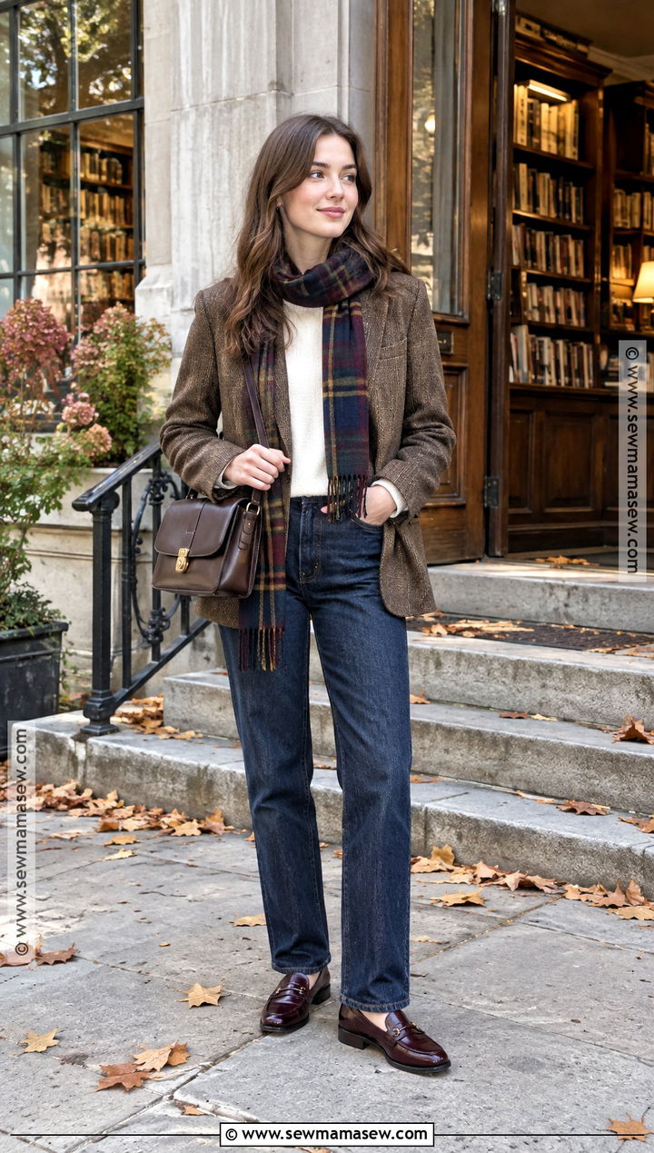 Rory Gilmore Brown Blazer And Loafers Outfit - 20 Gilmore Girls Fall Outfits