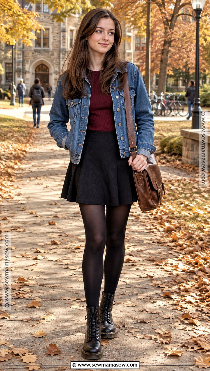 Rory Gilmore Denim Jacket And Black Skirt Outfit - 15 autumn outfits rory gilmore