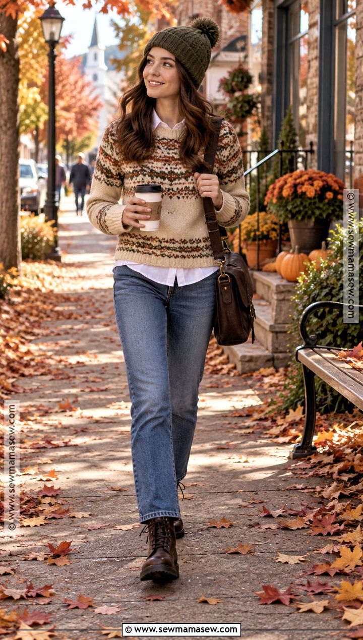Rory Gilmore Fair Isle Sweater And Jeans Outfit - 20 Gilmore Girls Fall Outfits