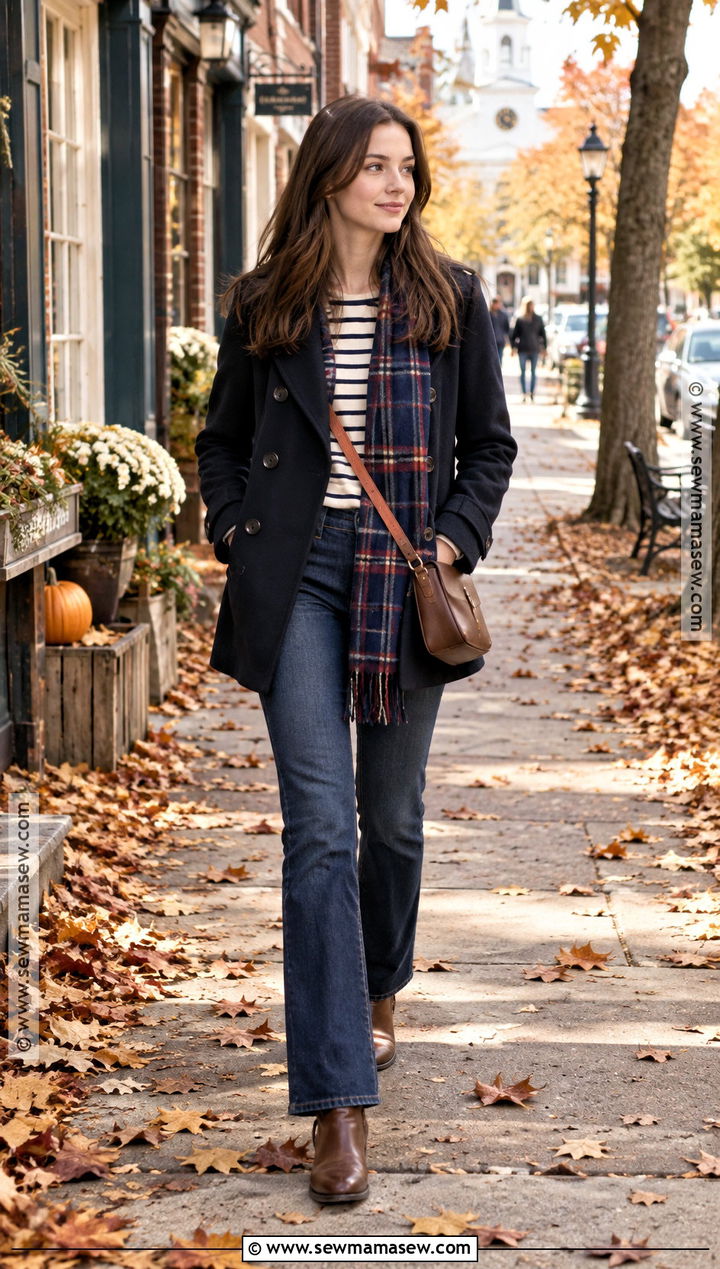 Rory Gilmore Navy Peacoat And Bootcut Jeans Outfit - 20 fall outfits aesthetic rory gilmore