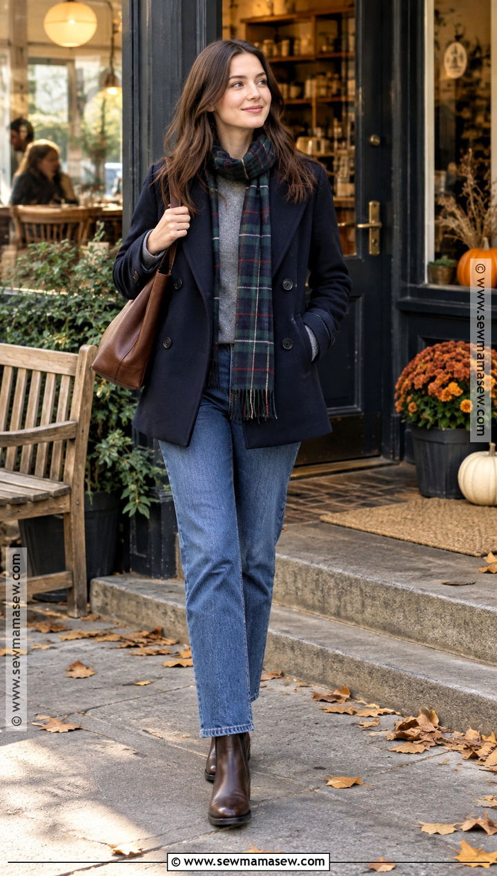 Rory Gilmore Peacoat And Straight Leg Jeans Outfit - 15 autumn outfits rory gilmore