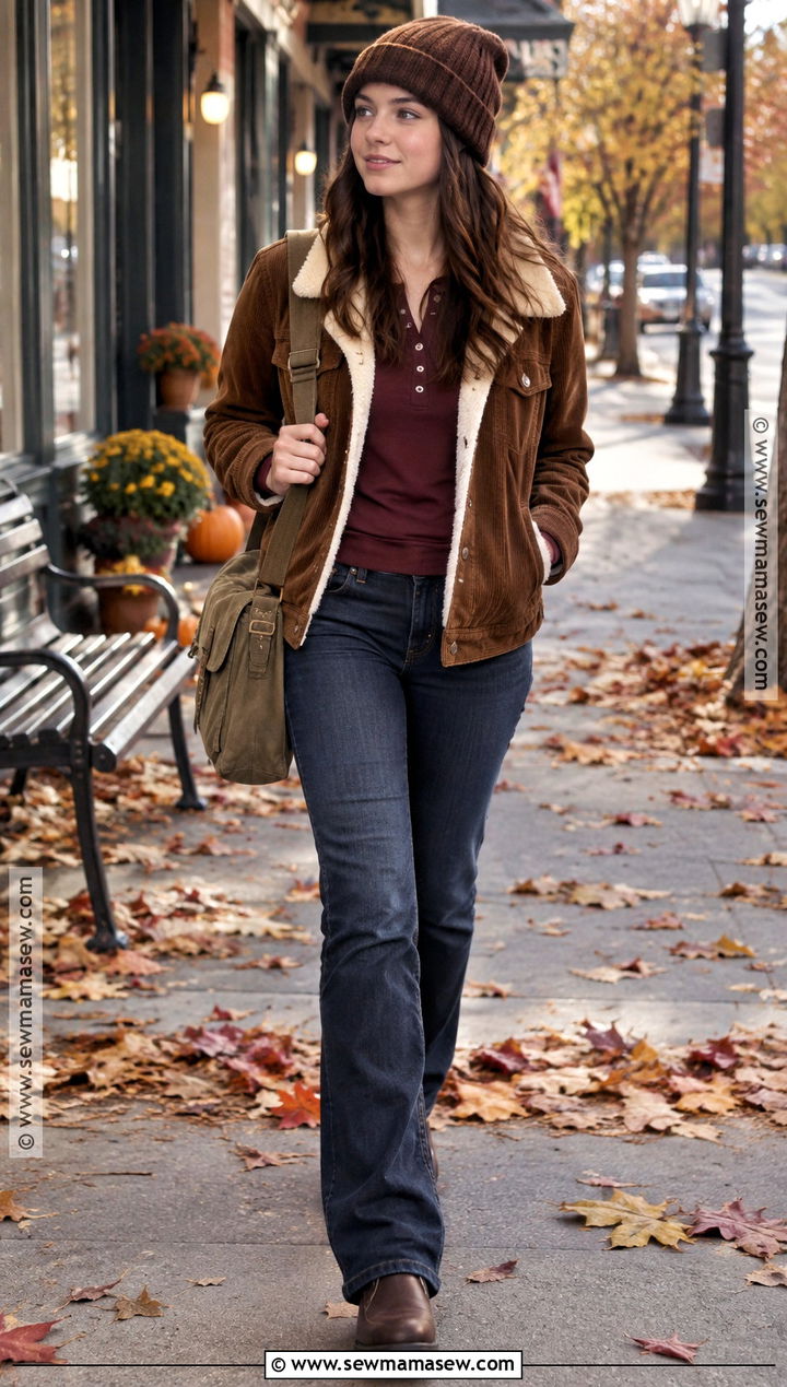 Rory Gilmore Sherpa Jacket And Bootcut Jeans Outfit - 20 Gilmore Girls Fall Outfits
