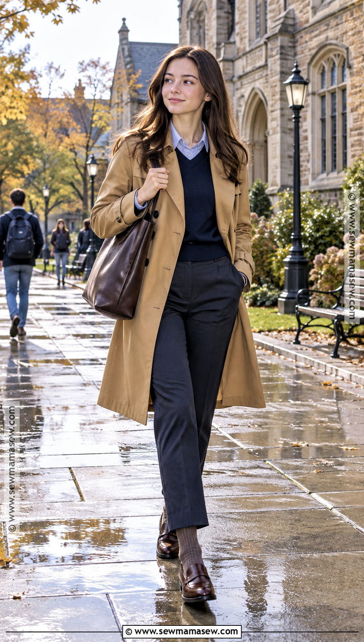 Rory Gilmore Trench Coat And Loafers Outfit - 15 autumn outfits rory gilmore