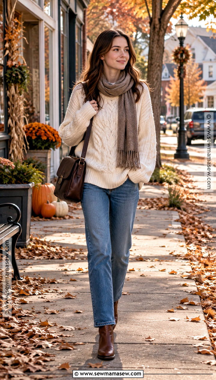 Rory Gilmore White Cable Knit Sweater Outfit - 20 Gilmore Girls Fall Outfits