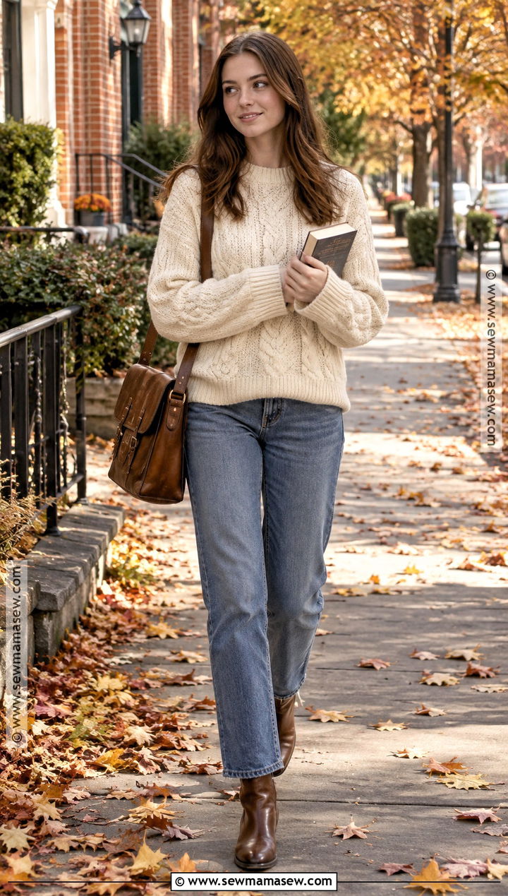 Rory Gilmore White Sweater And Jeans Outfit - 20 fall outfits aesthetic rory gilmore