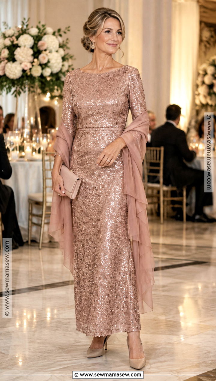 Rose Gold Sequin Mother of the Groom Dress - 15 mother of the groom dresses fall