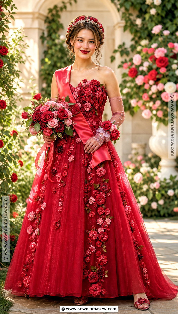 Rose Prom Queen Costume With Floral Gown - 35 prom queen halloween costume ideas