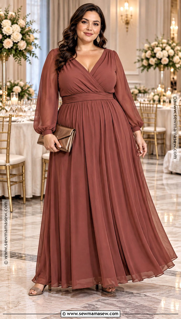 Rosewood Long Sleeve Formal Gown - 15 soft autumn formal dress ideas