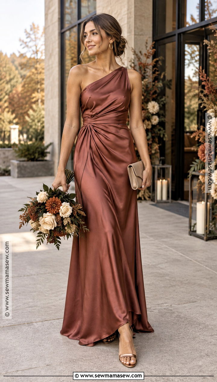 Rosewood Satin Bridesmaid Dress - 15 fall tones bridesmaid dresses