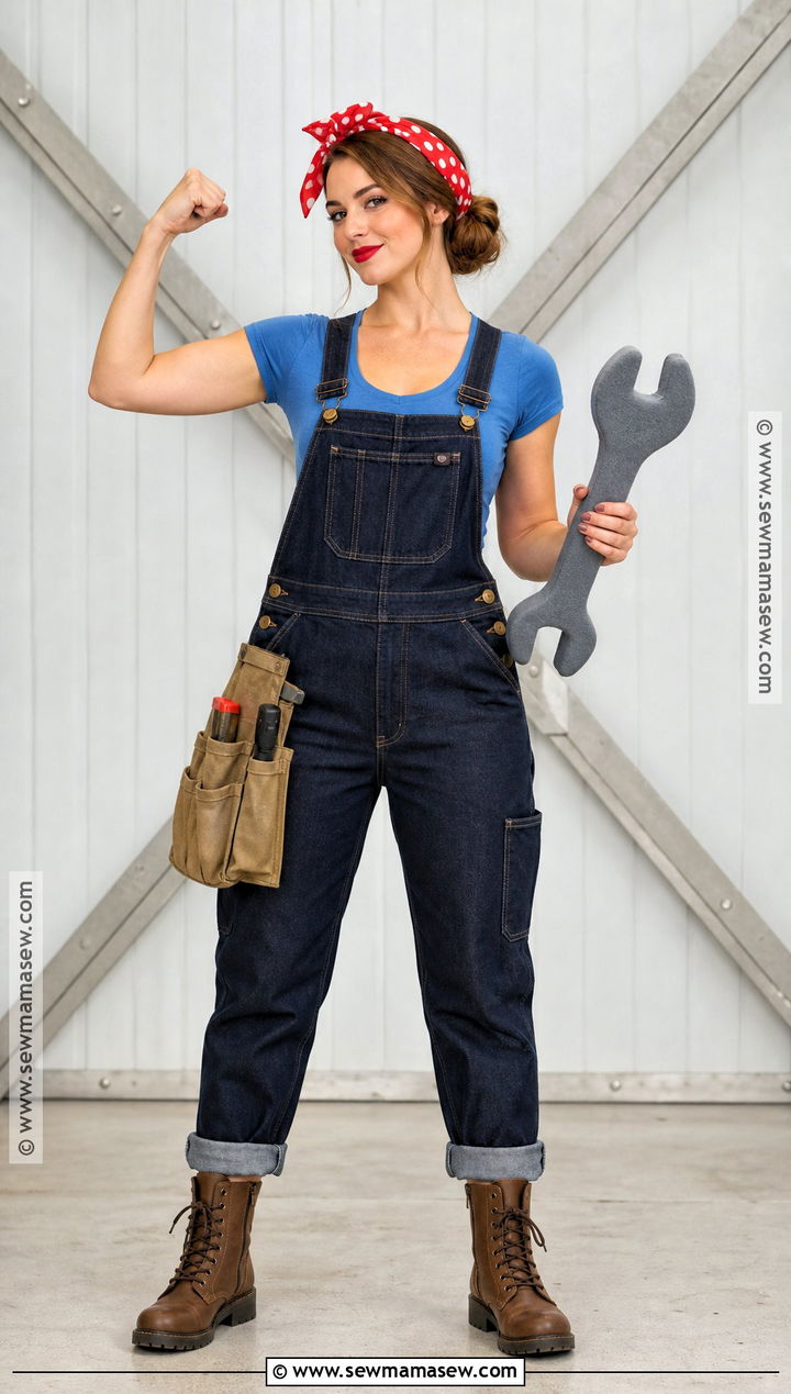 Rosie The Riveter Costume With Denim Overalls - 35 rosie the riveter costume ideas