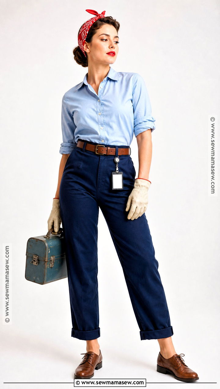 Rosie The Riveter Costume With Navy Work Pants - 35 rosie the riveter costume ideas