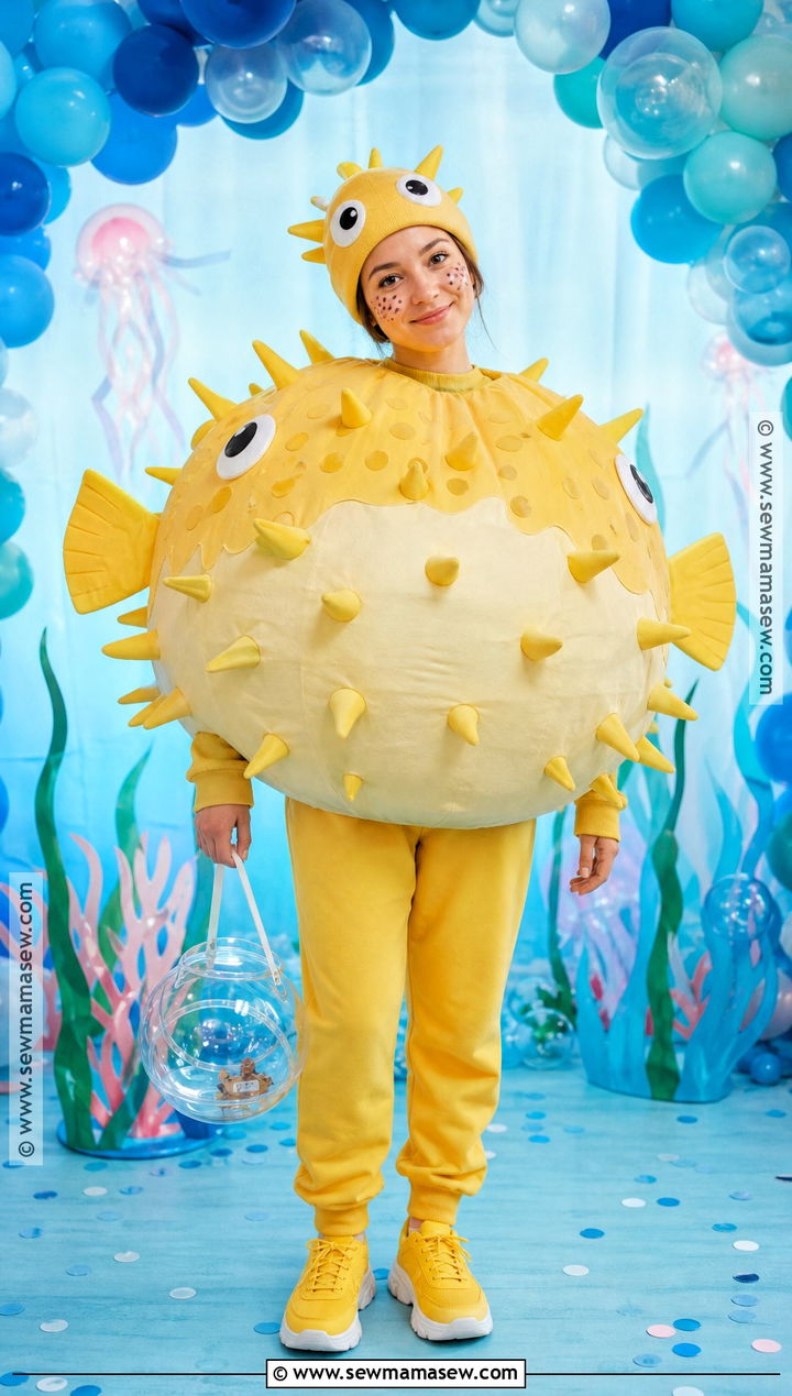 Round Pufferfish Costume With Soft Spikes - 30 under the sea costume ideas