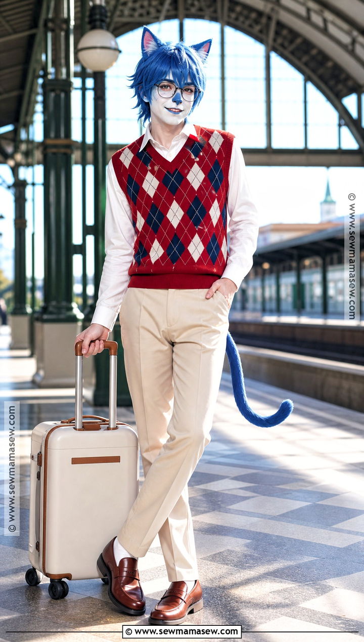 Rover Cosplay With Argyle Vest - 30 animal crossing cosplay ideas