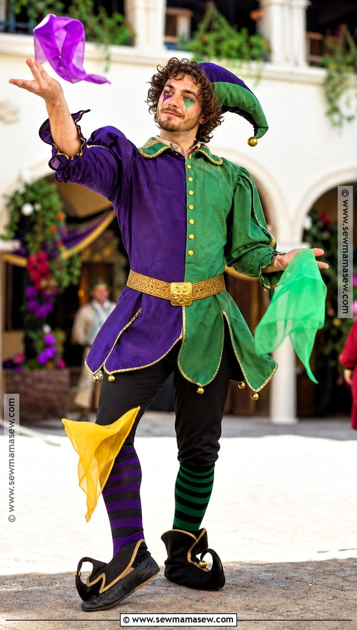 Royal Jester Costume With Colorful Tights - 35 Fantasy Costumes