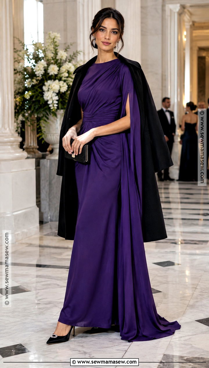 Royal Purple Draped Gown - 15 Fall Color Gowns