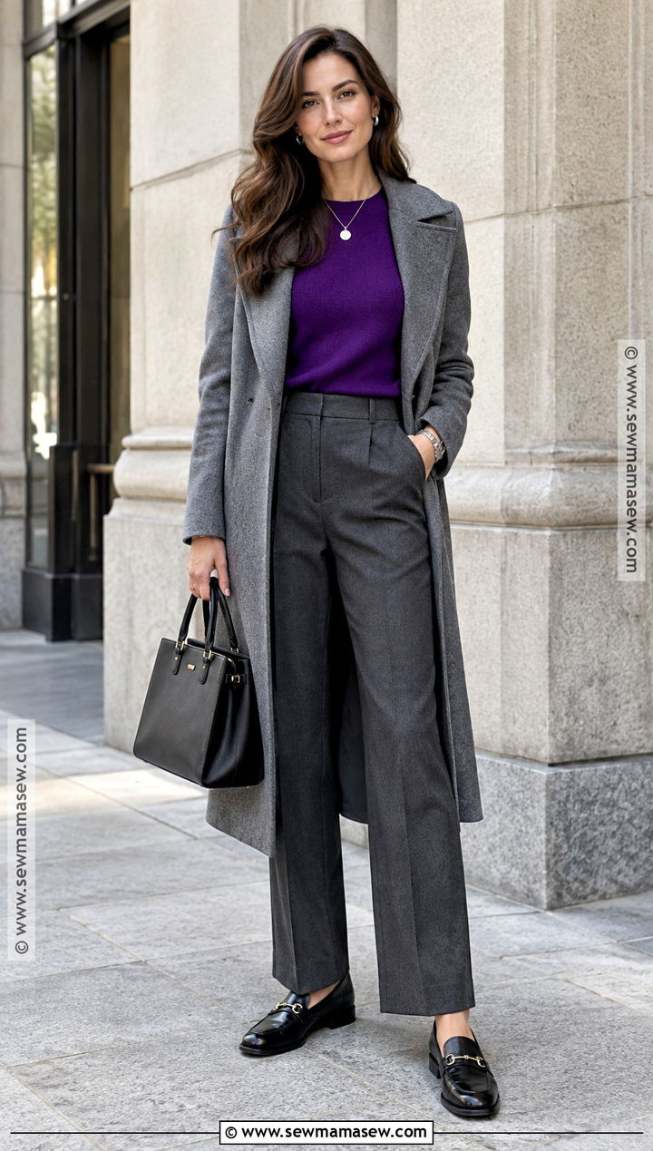 Royal Purple Fall Top With Gray Trousers - 25 fall tops