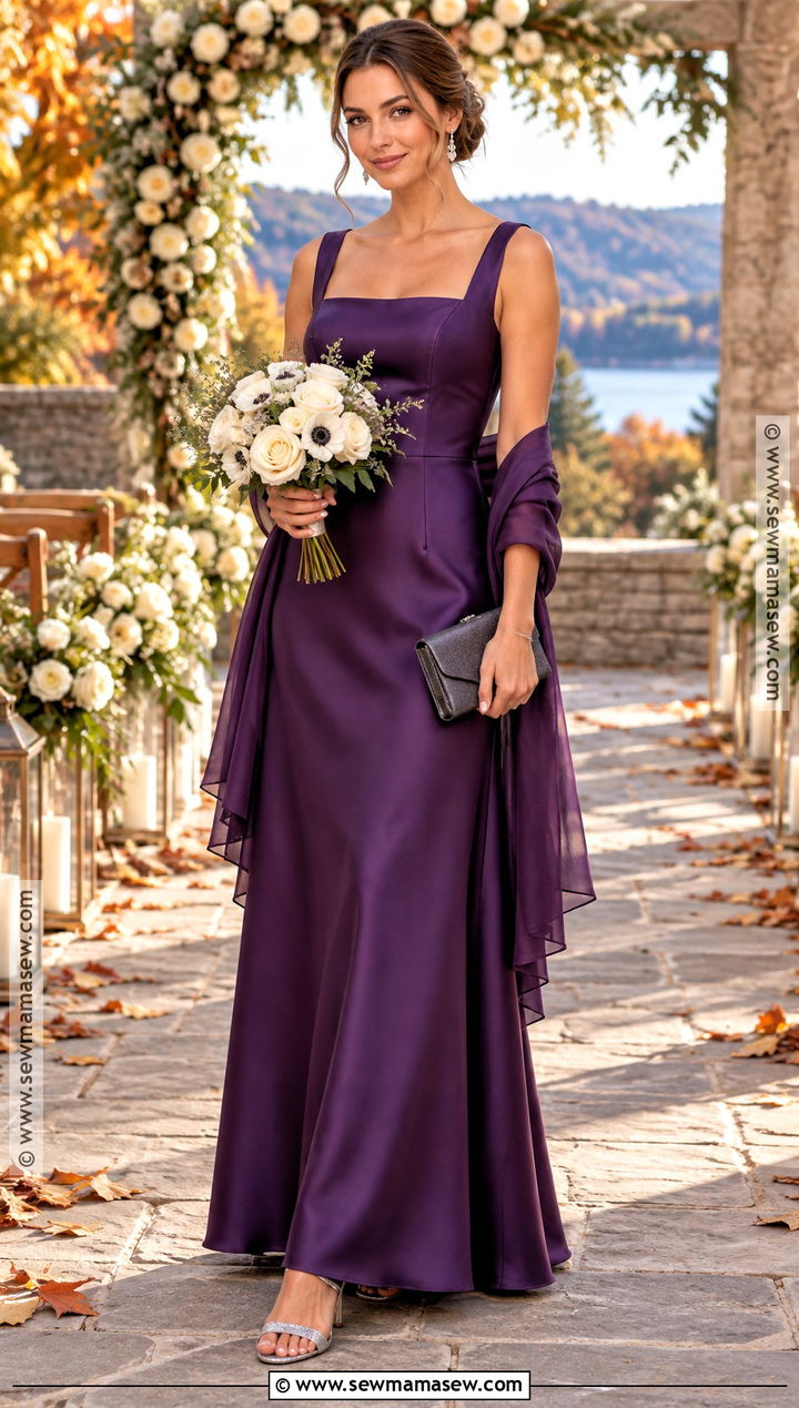 Royal Purple Square Neck Bridesmaid Dress - 15 Fall Purple Bridesmaid Dresses