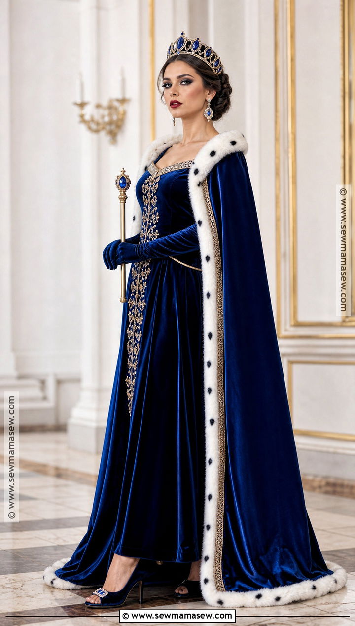 Royal Queen Costume With Velvet Gown - 30 Fashion Halloween Costumes