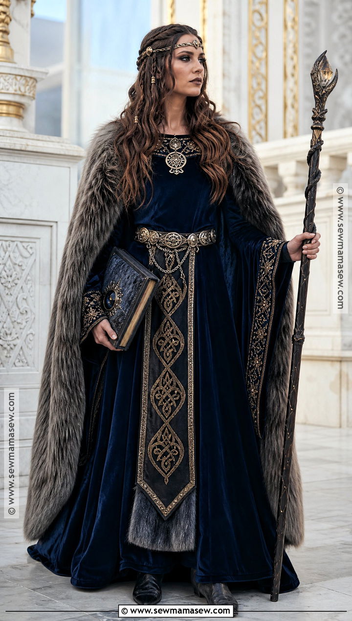 Royal Viking Witch Costume With Velvet Gown - 30 viking witch costume ideas
