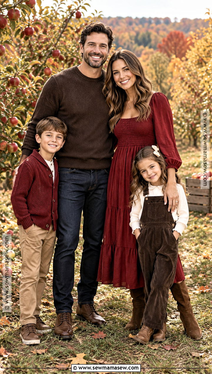 Ruby Red and Chocolate Brown Family Photo Outfits - 15 fall family pictures outfits jewel tones