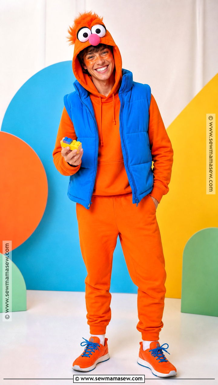 Rudy Costume With Orange And Blue Outfit - 30 Sesame Street Halloween Costumes