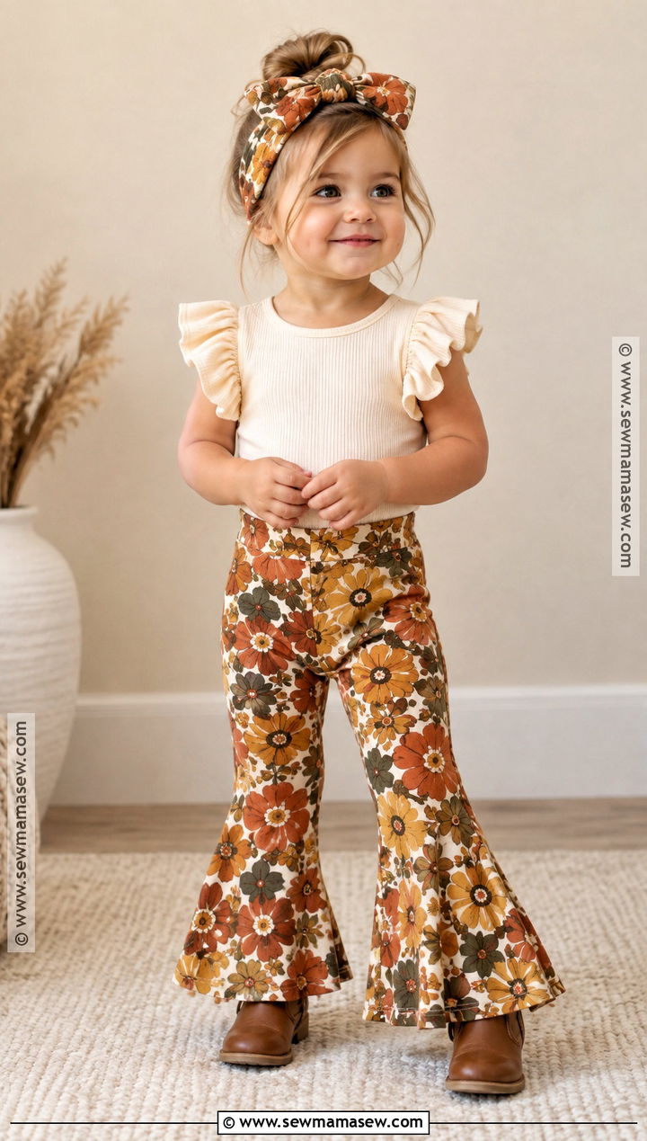 Ruffle Sleeve Onesie With Bell Bottom Pants - 15 thanksgiving onesie ideas for girls