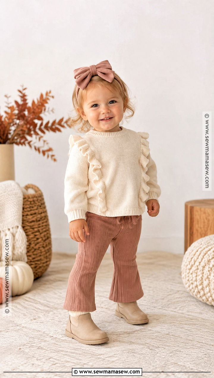 Ruffle Sweater And Flare Pants Baby Fall Outfit - 20 baby fall outfits for girls