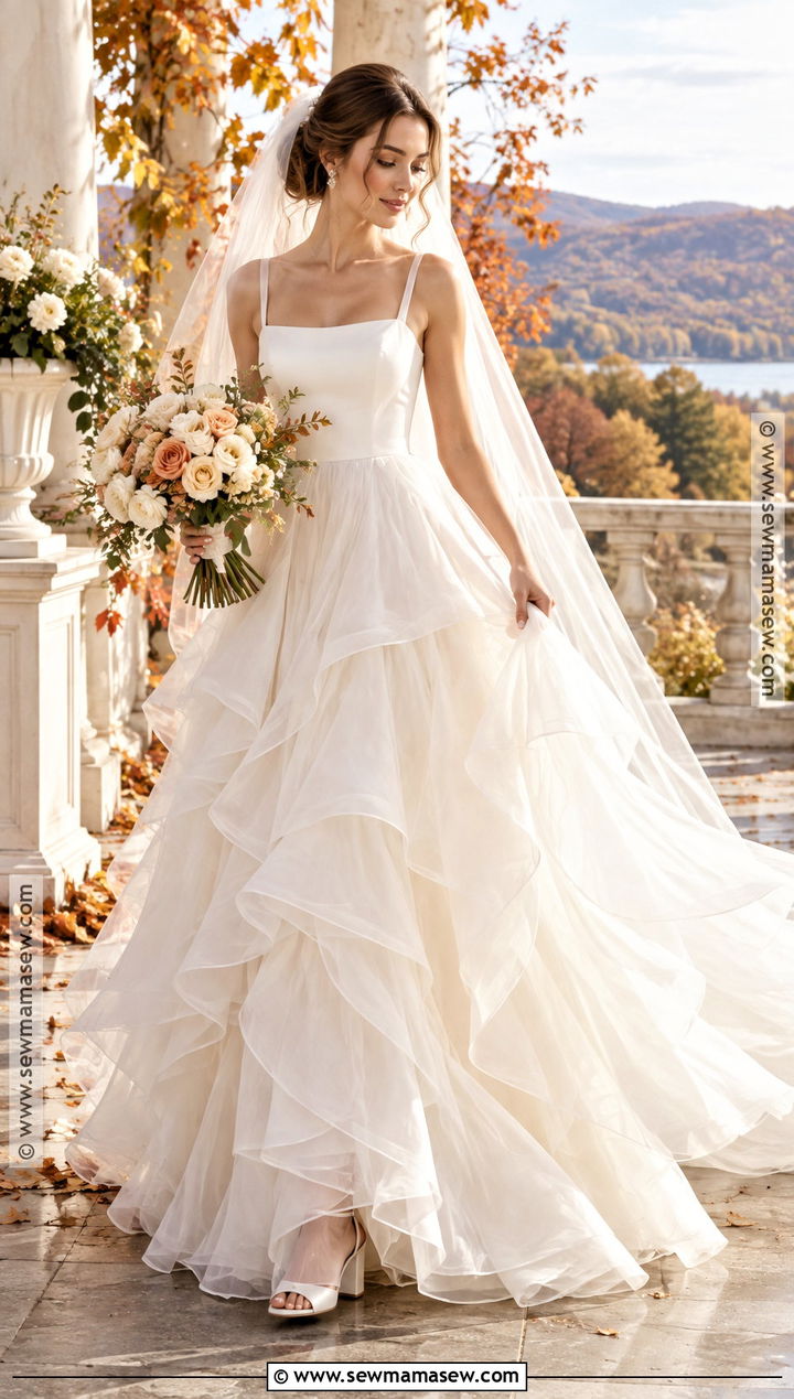Ruffled Organza Fall Princess Wedding Dress - 15 fall princess wedding dress ideas